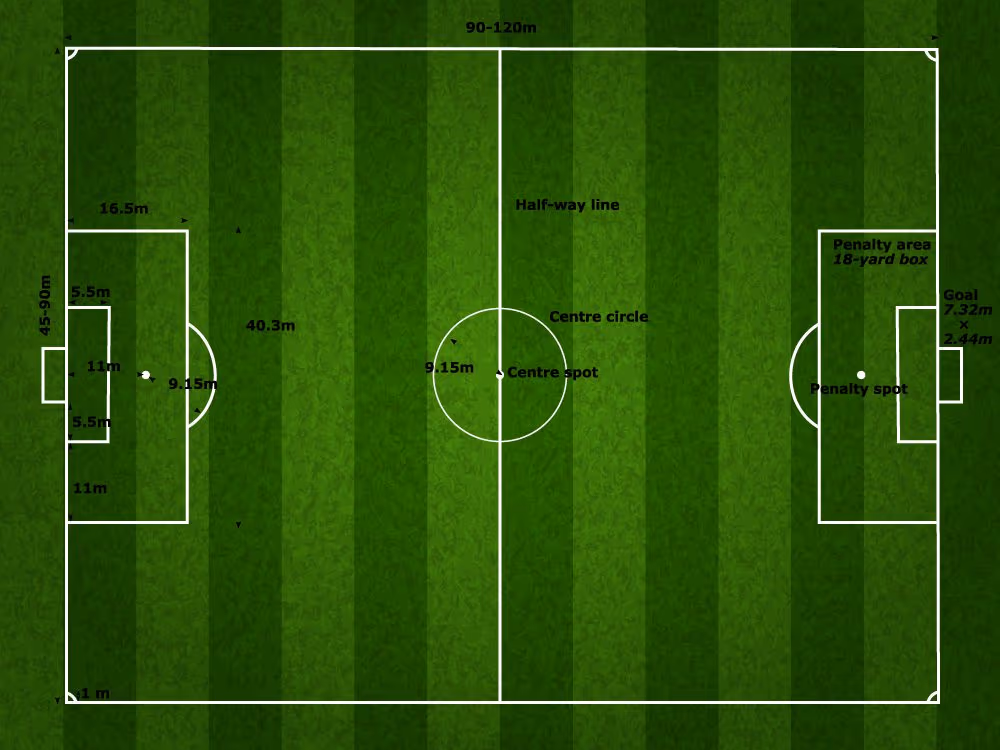 Terrain de football aux dimensions officielles