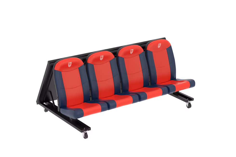 Banc de touche NU-SEAT 4 places sur roues, structure acier et assise ergonomique