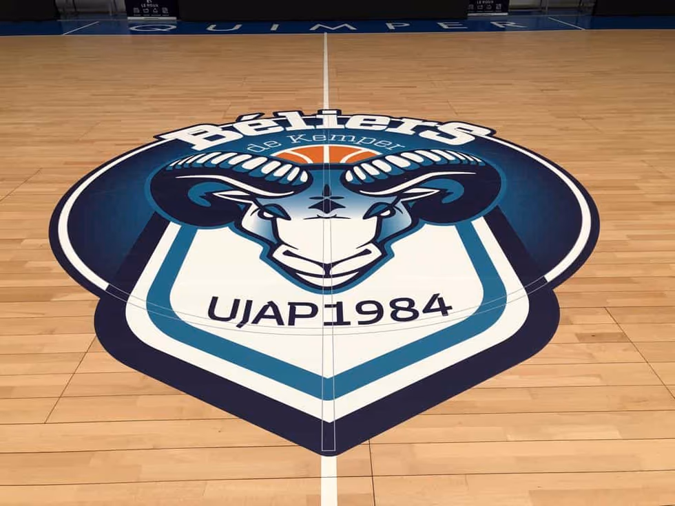Rond central de basket en marquage de sol repositionnable