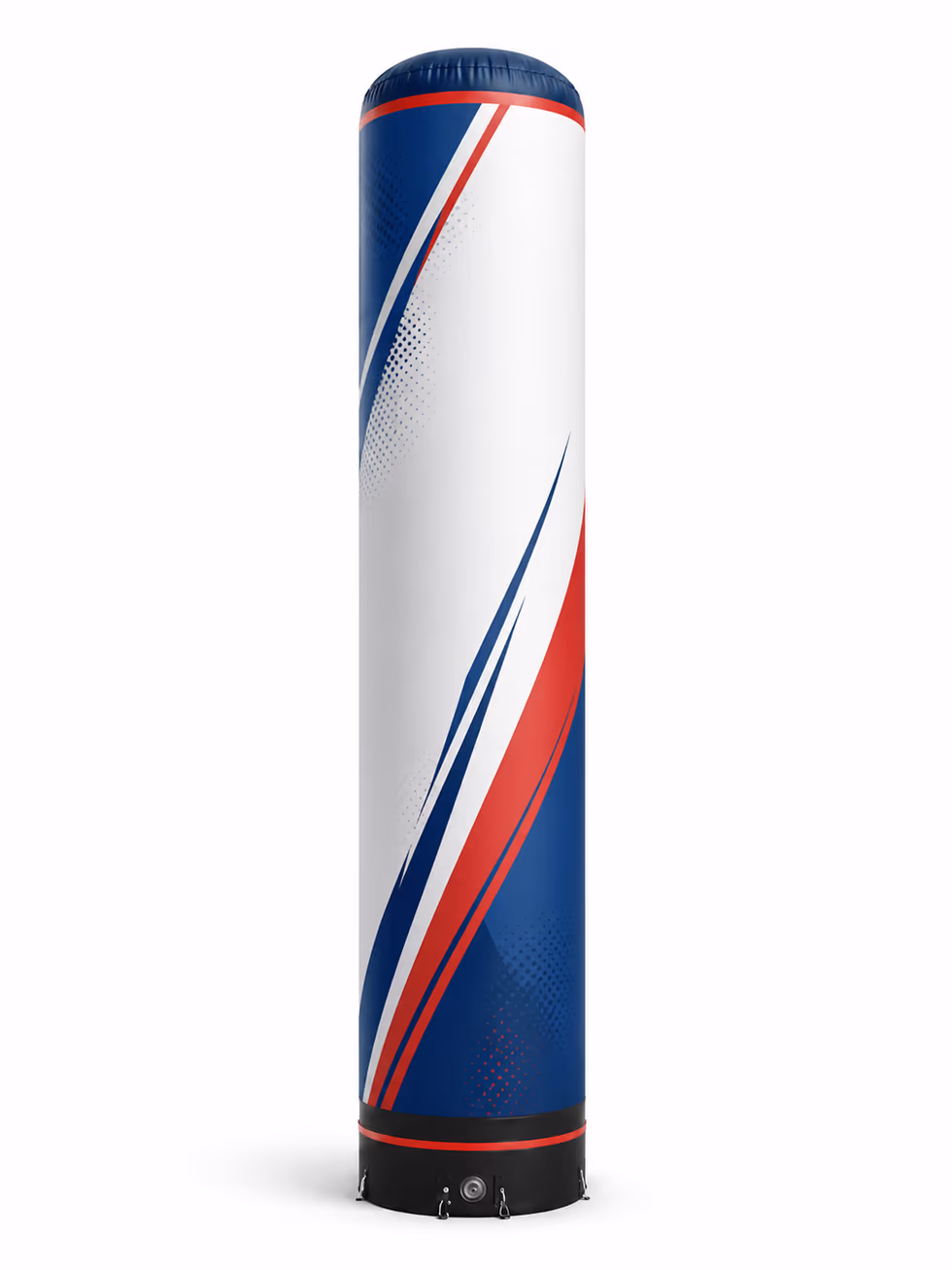 Totem tube gonflable vertical bleu blanc rouge servant de repère sur un événement sportif