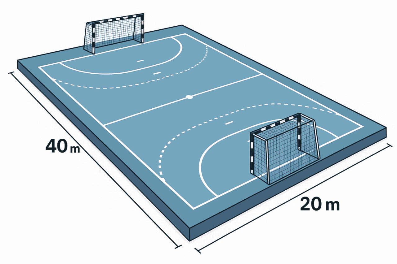 Terrain de handball aux dimensions officielles