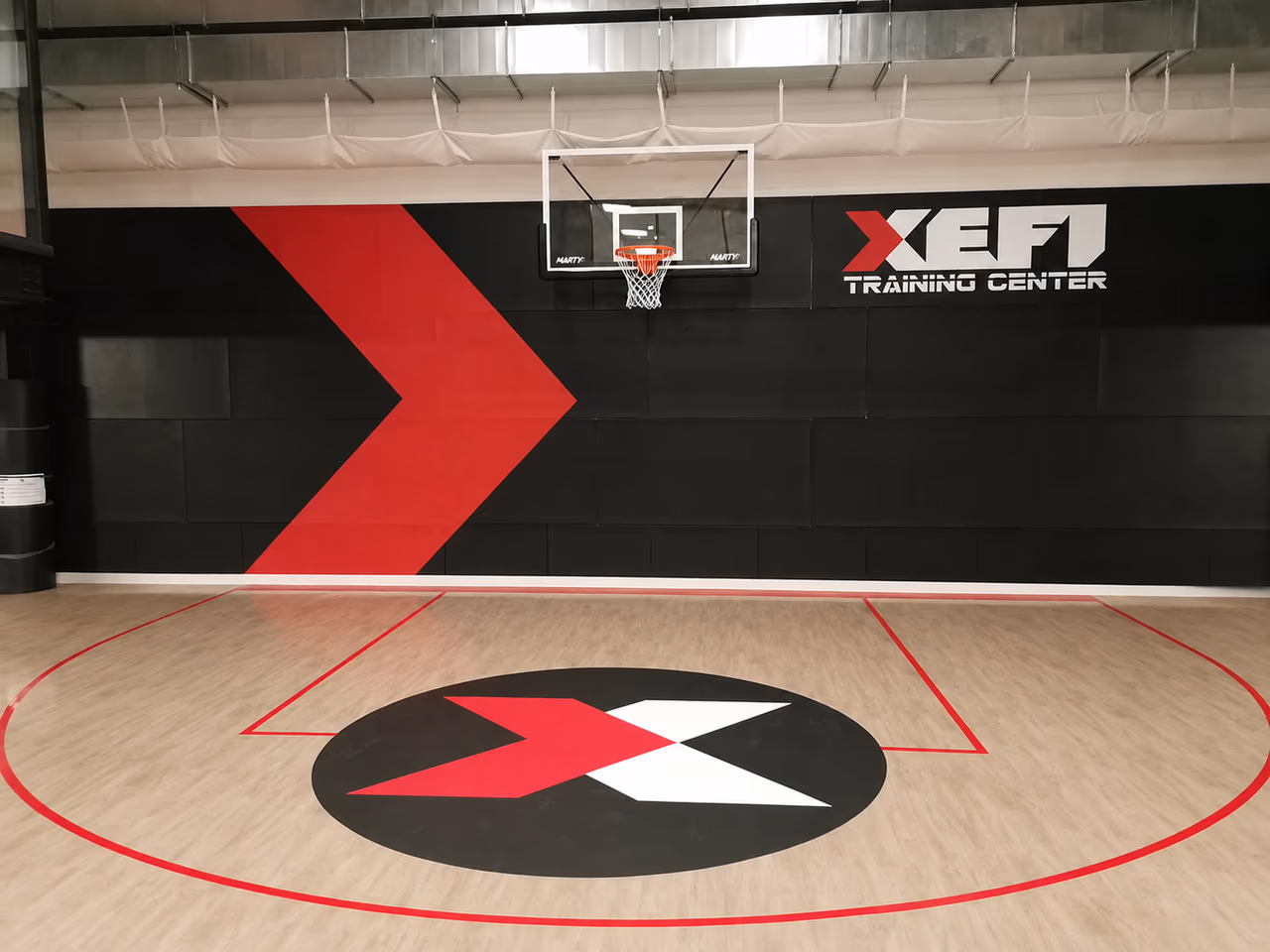 Terrain de basket avec marquage au sol aux dimensions FIBA